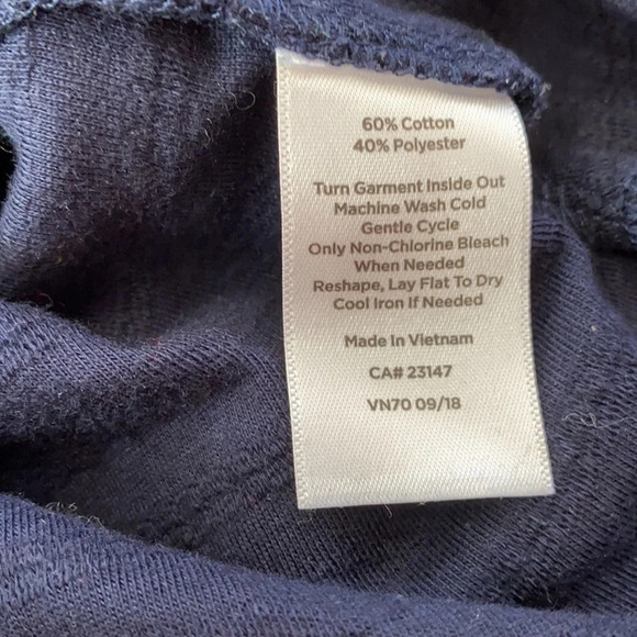 Talbots Navy Blouse Knit Top Square Neck Three Quarter Sleeves Spring Size Small - Picture 6 of 6